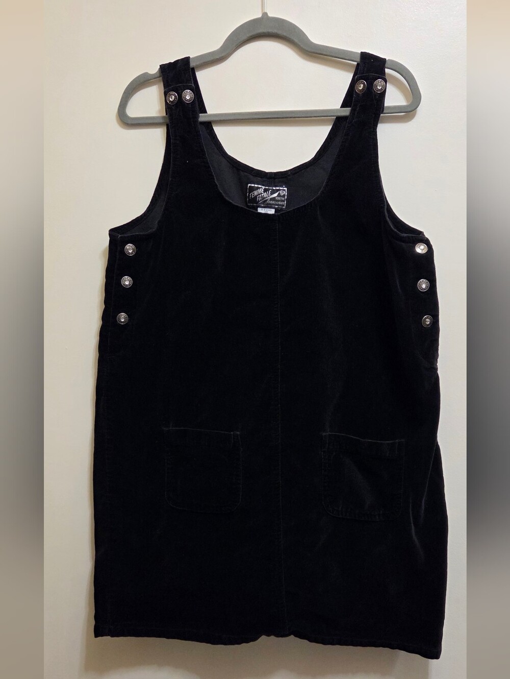 vintage 90s Femme Fatale Velvet Jumper Pinafore Dress L